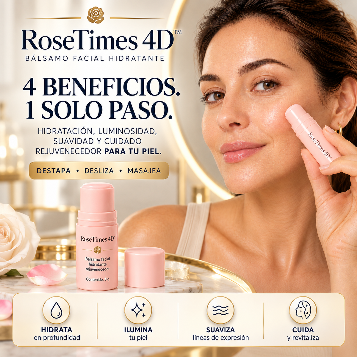 RoseTimes 4D™ - Bálsamo Facial Hidratante y Rejuvenecedor
