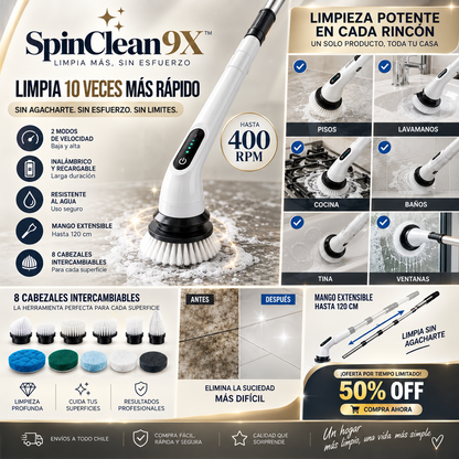 SpinClean 9X™ | Cepillo Eléctrico de Limpieza 9 en 1