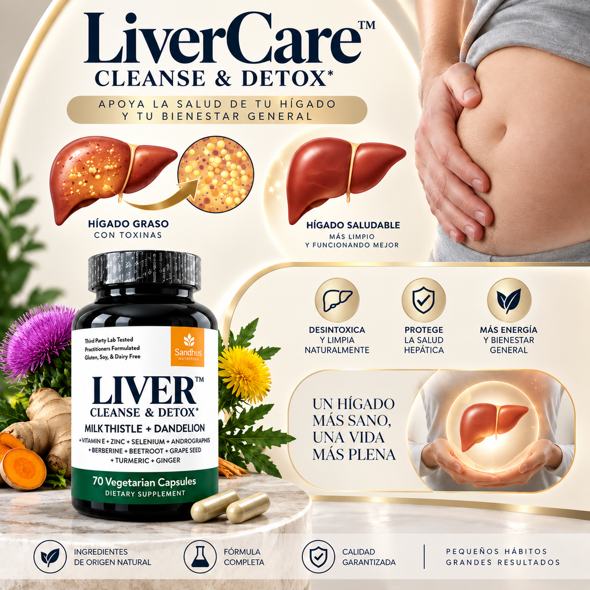 LiverCare™ - Suplemento Hepático 70 Cápsulas