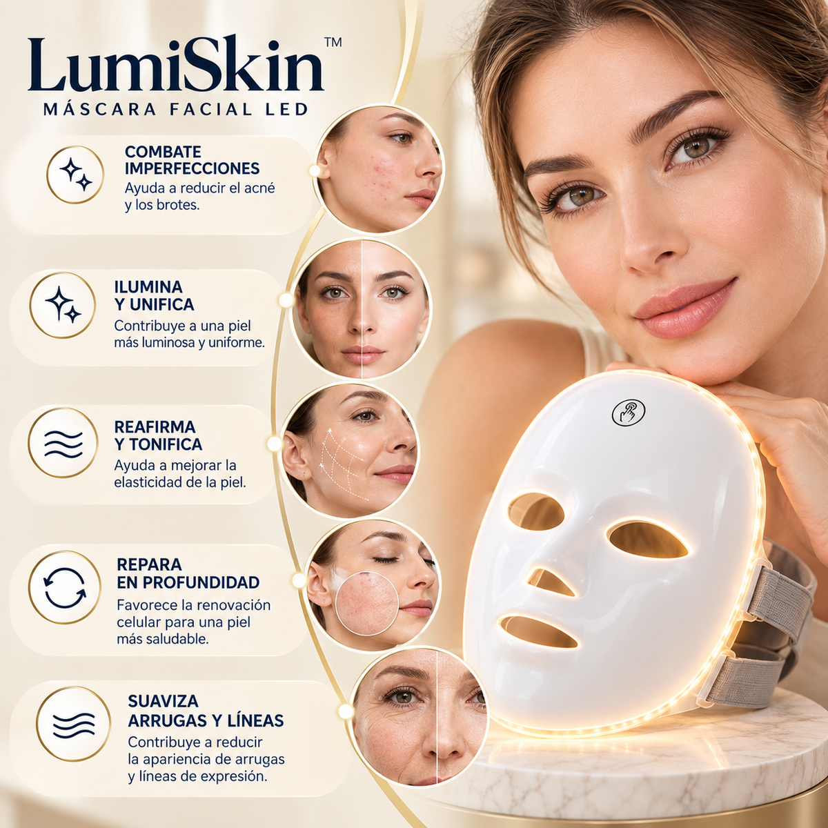 LUMISKIN™ | MÁSCARA FACIAL LED DE 7 COLORES